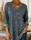 Retro Botanical Print Relaxed-fit Top