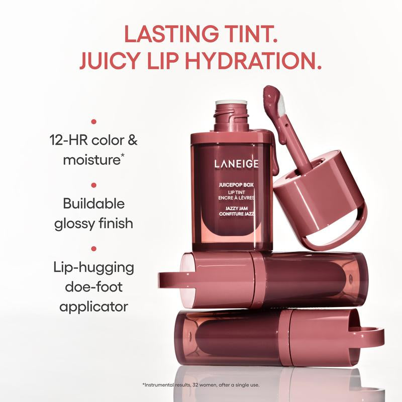 Laneige Juicepop Box Lip Tint, Lip Oil Stain, 8 Buildable Tints, Lasting Color