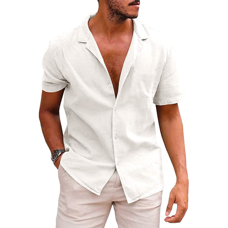 Men's Casual Button Down Short Sleeve Beach Shirt