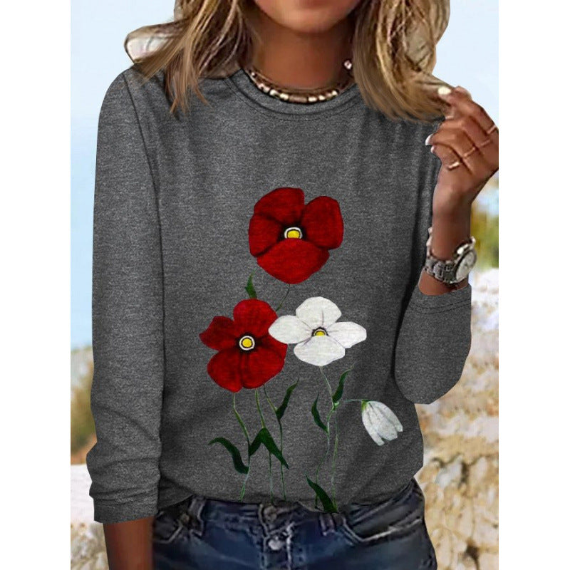 Women's Flowered Long-Sleeve Top
