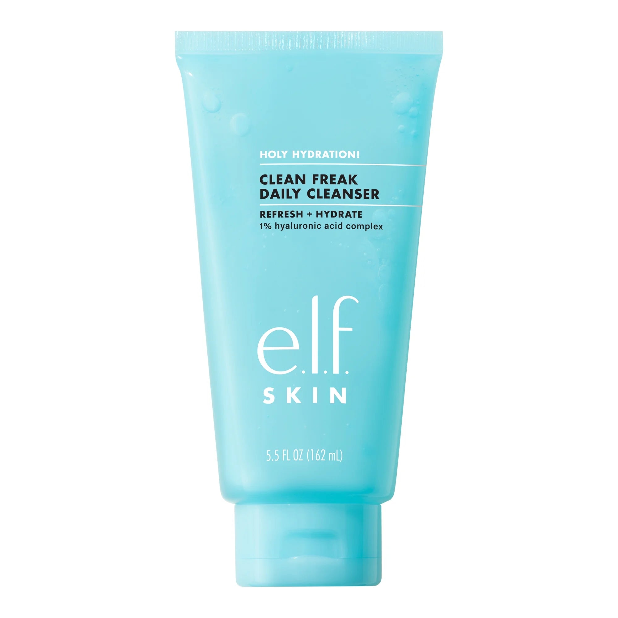 E.L.F. SKIN Holy Hydration! Clean Freak Daily Cleanser, Gentle Hydrating Gel Face Cleanser, 1% Hyaluronic Acid Complex, 5.5 Fl Oz