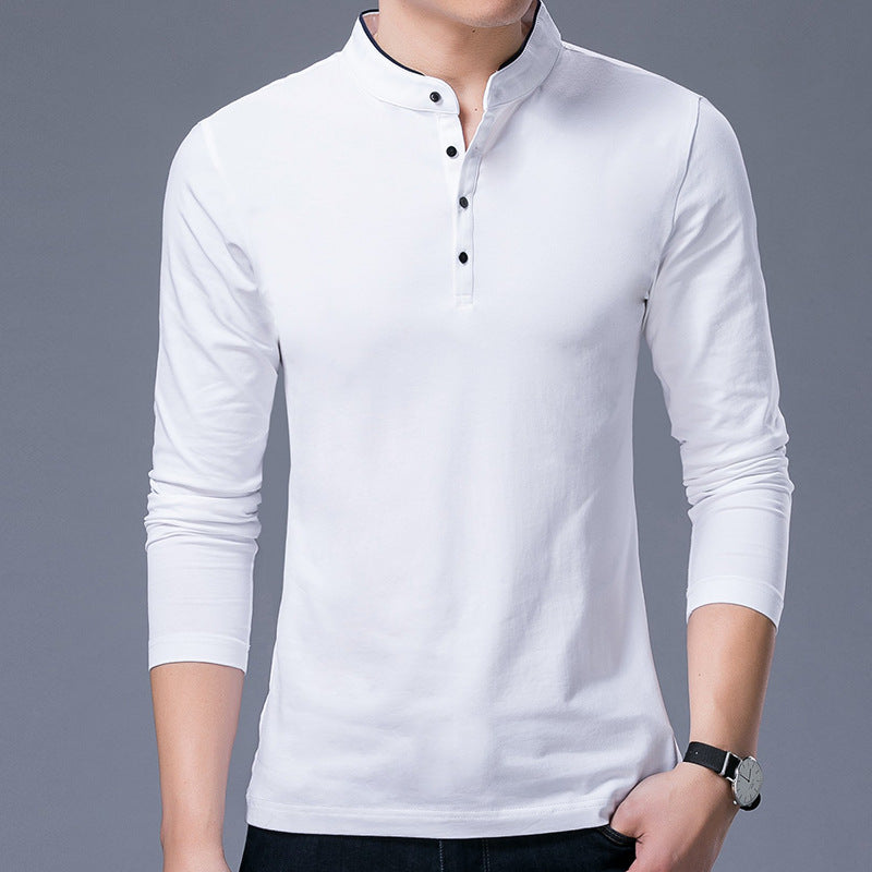 Mens Cotton Stand Collar T-Shirt