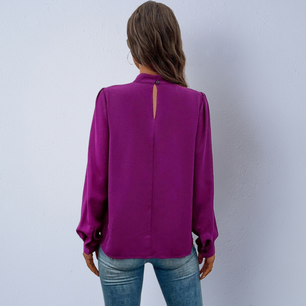 Women's Satin Fashion Long-Sleeve Blouse Top