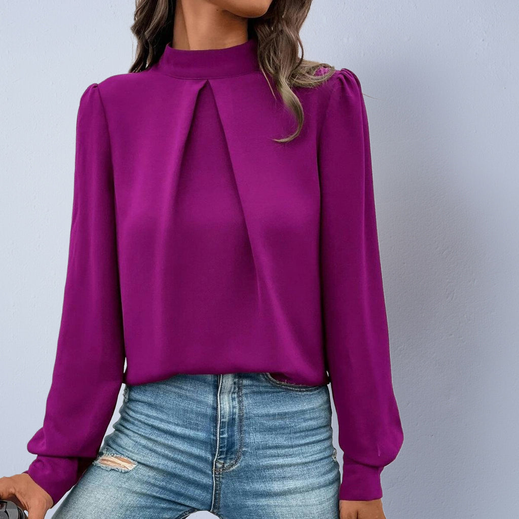 Women's Satin Fashion Long-Sleeve Blouse Top