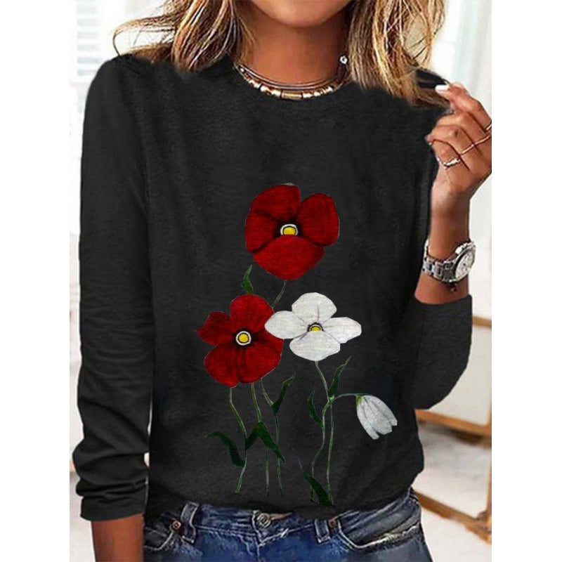Women's Flowered Long-Sleeve Top