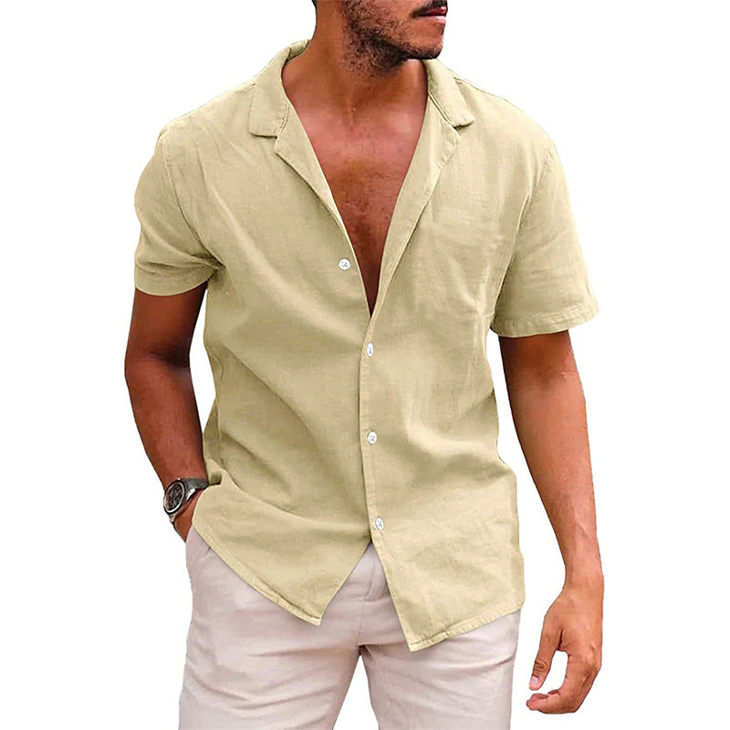 Men's Casual Button Down Short Sleeve Beach Shirt