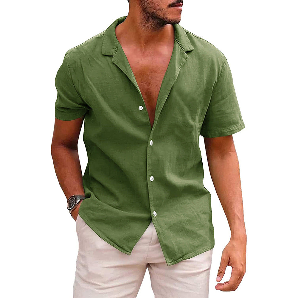 Men's Casual Button Down Short Sleeve Beach Shirt