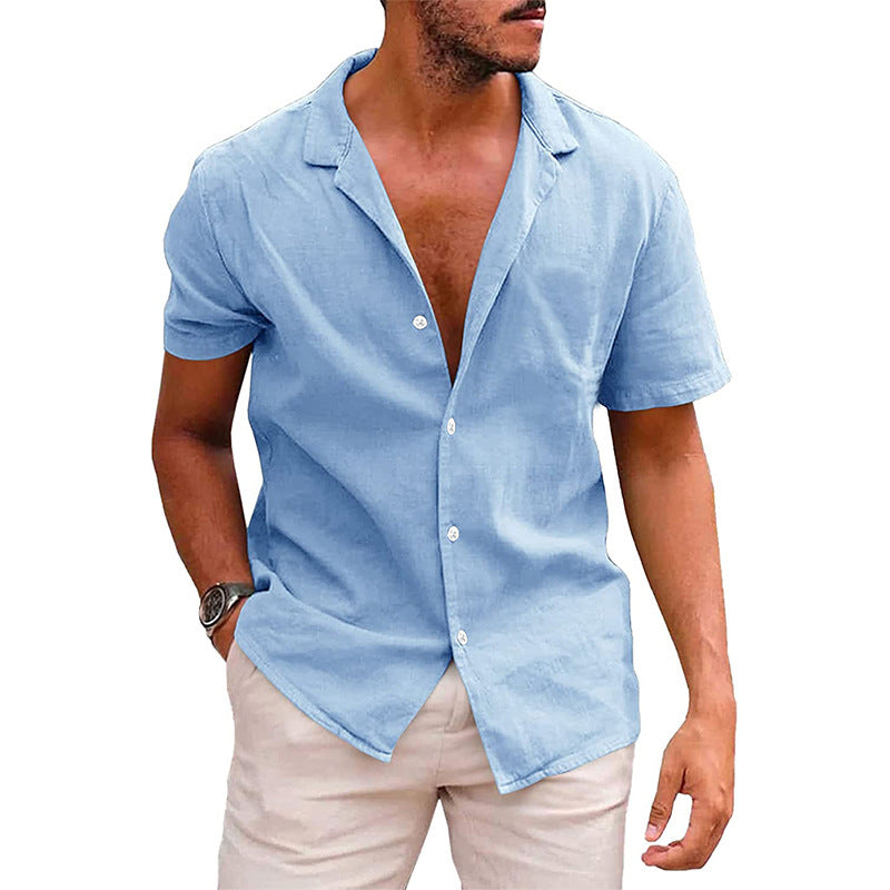 Men's Casual Button Down Short Sleeve Beach Shirt