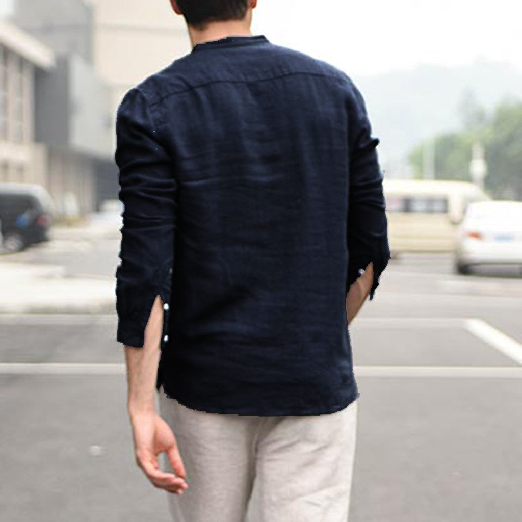 Men's Vintage Linen Shirts Button-Up
