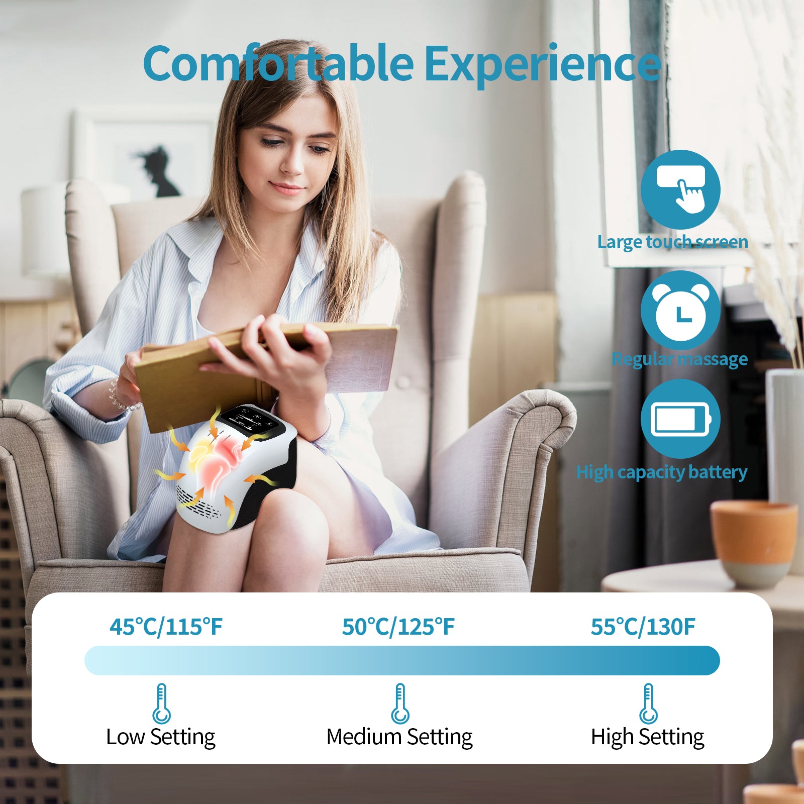 Electric Knee Massager - Infrared Laser, Vibration