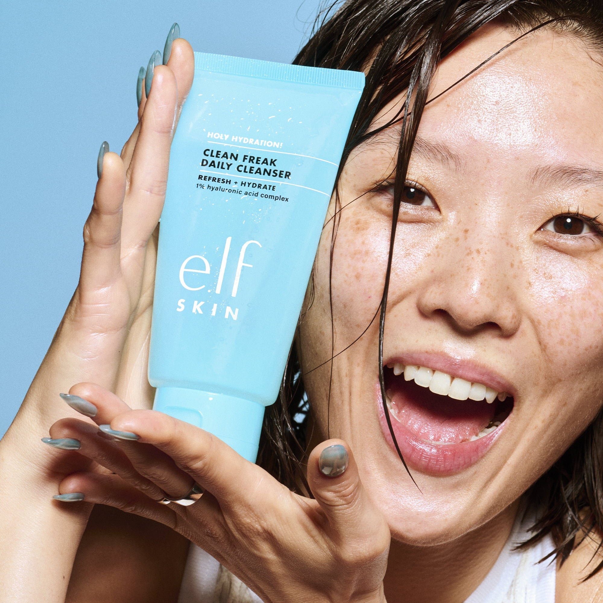 E.L.F. SKIN Holy Hydration! Clean Freak Daily Cleanser, Gentle Hydrating Gel Face Cleanser, 1% Hyaluronic Acid Complex, 5.5 Fl Oz