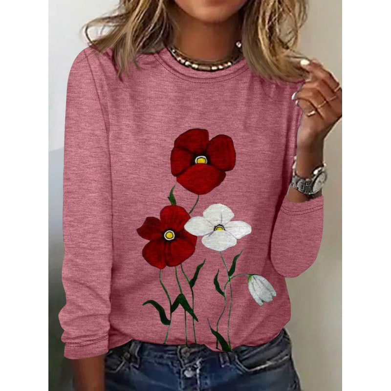 Women's Flowered Long-Sleeve Top