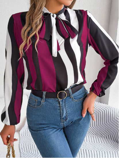Women's Elegant Contrasting-Color Top