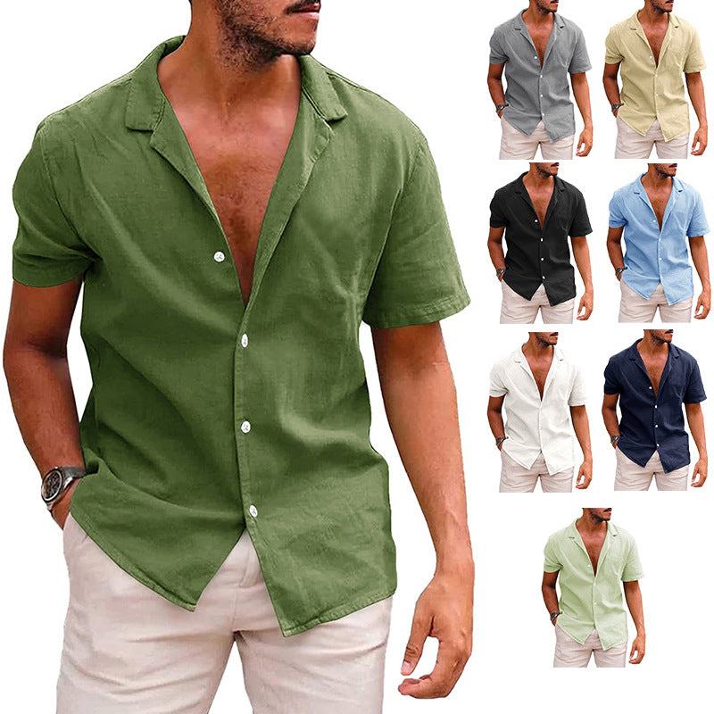 Men's Casual Button Down Short Sleeve Beach Shirt