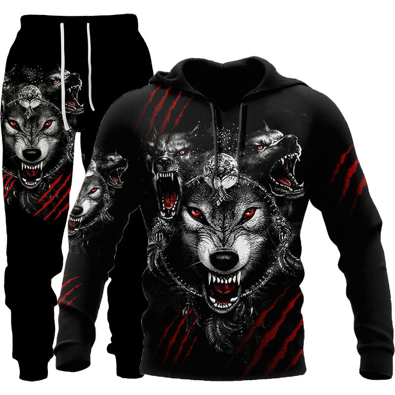 Wolf Print Tracksuit Men's Two Piece