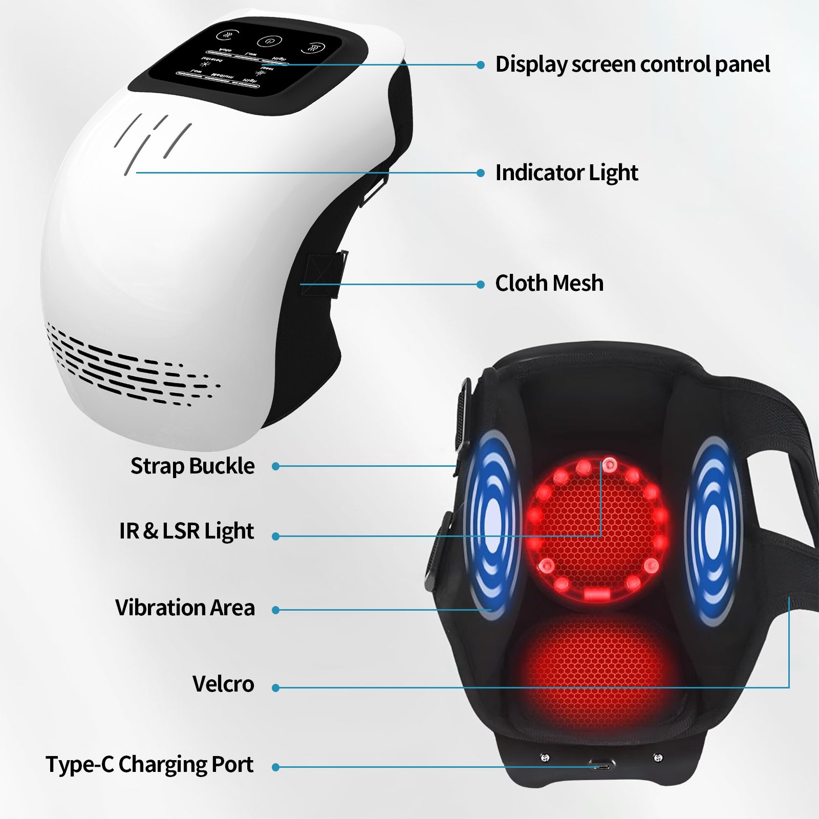 Electric Knee Massager - Infrared Laser, Vibration