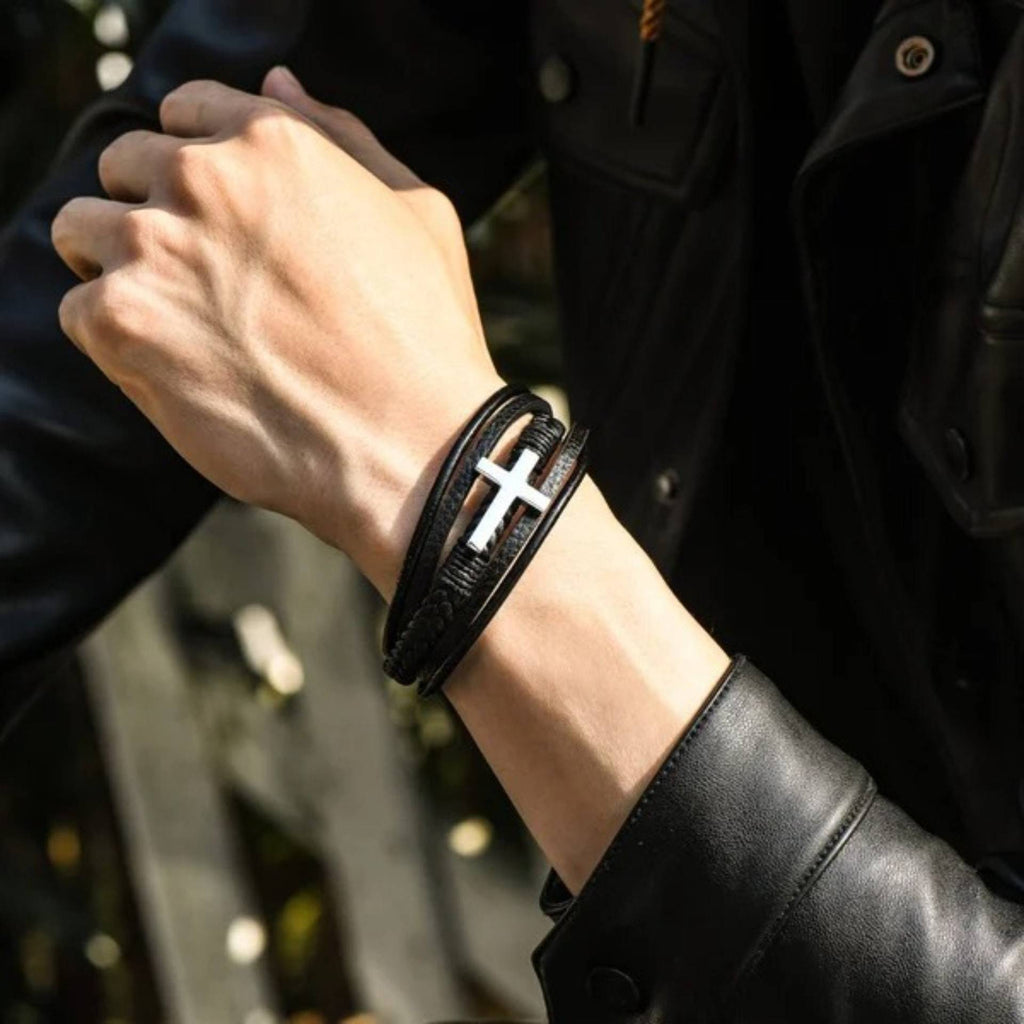 Mens Cross  Bracelet