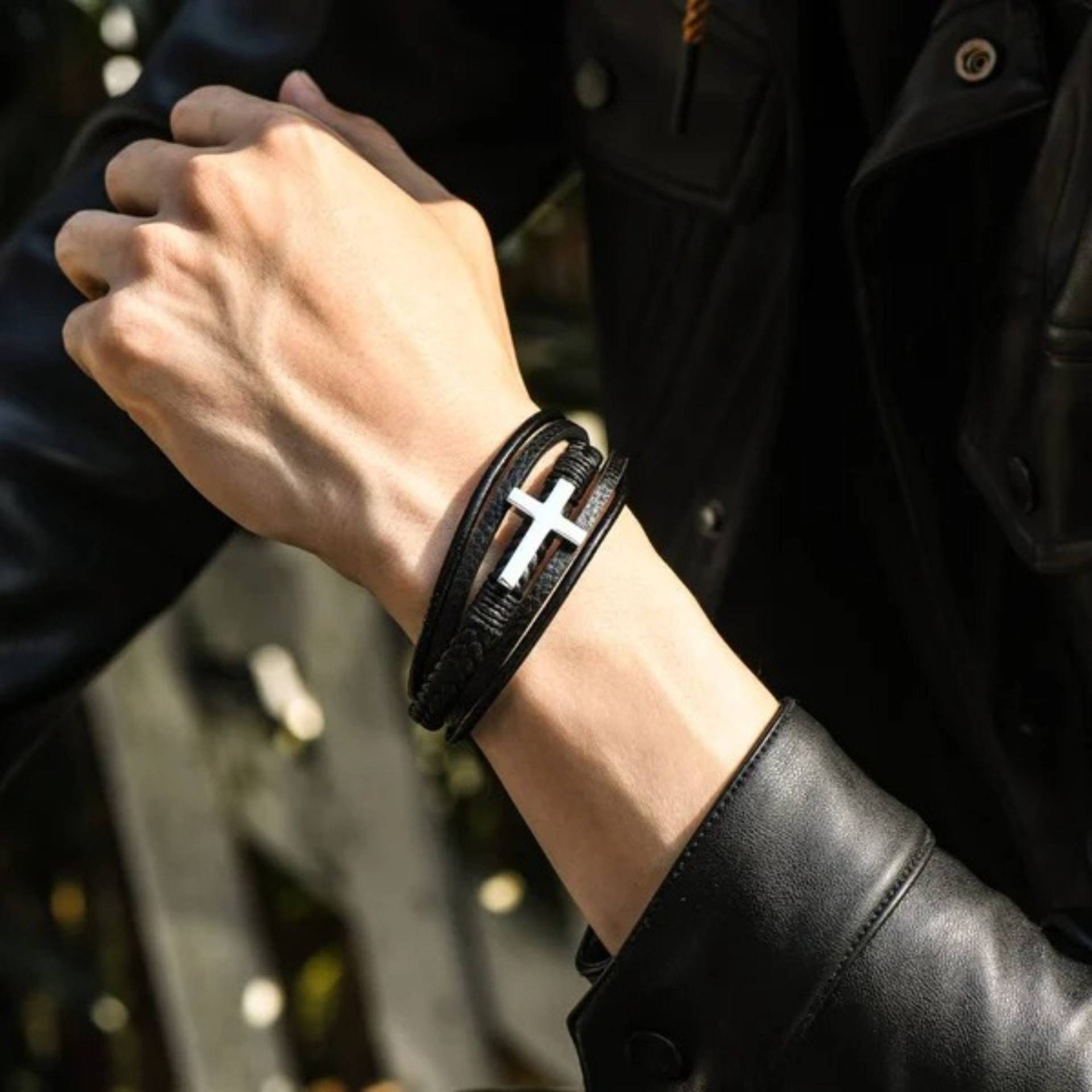 Mens Cross  Bracelet