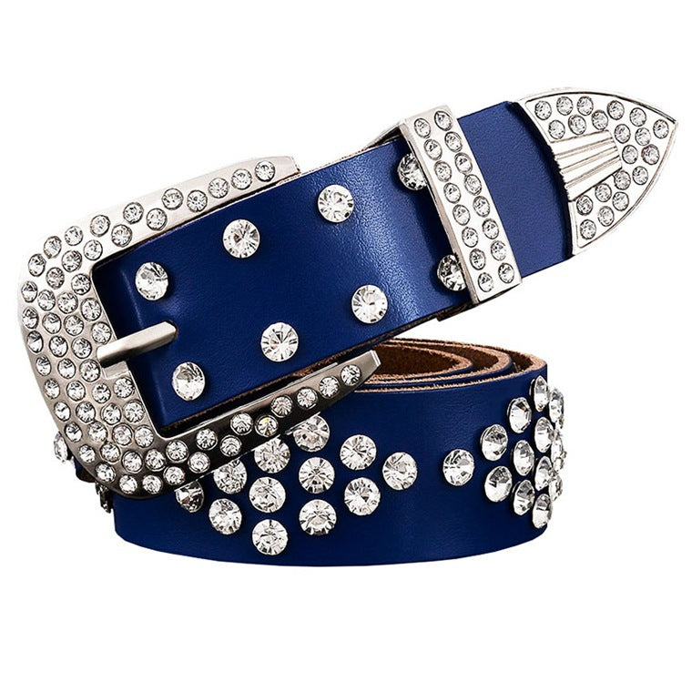 Women's Leather Rhinestones Belt