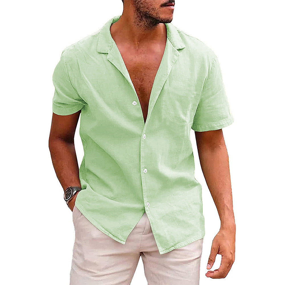 Men's Casual Button Down Short Sleeve Beach Shirt