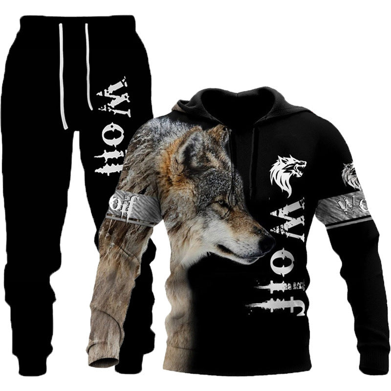 Wolf Print Tracksuit Men's Two Piece