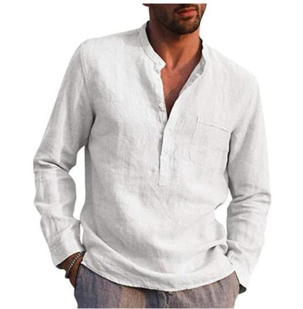 Men's Vintage Linen Shirts Button-Up