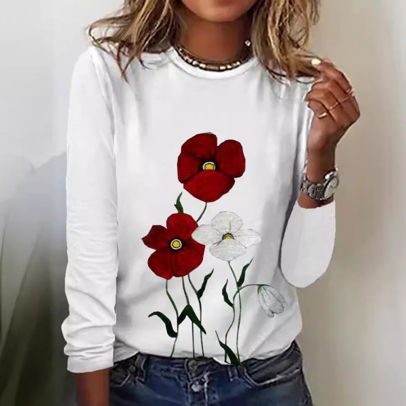 Women's Flowered Long-Sleeve Top