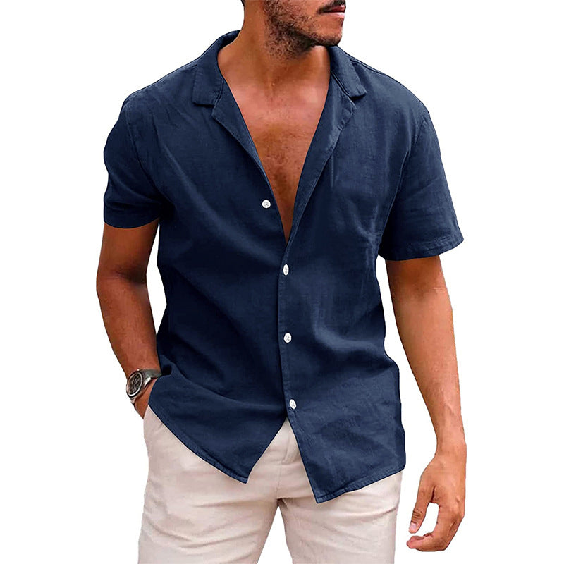 Men's Casual Button Down Short Sleeve Beach Shirt