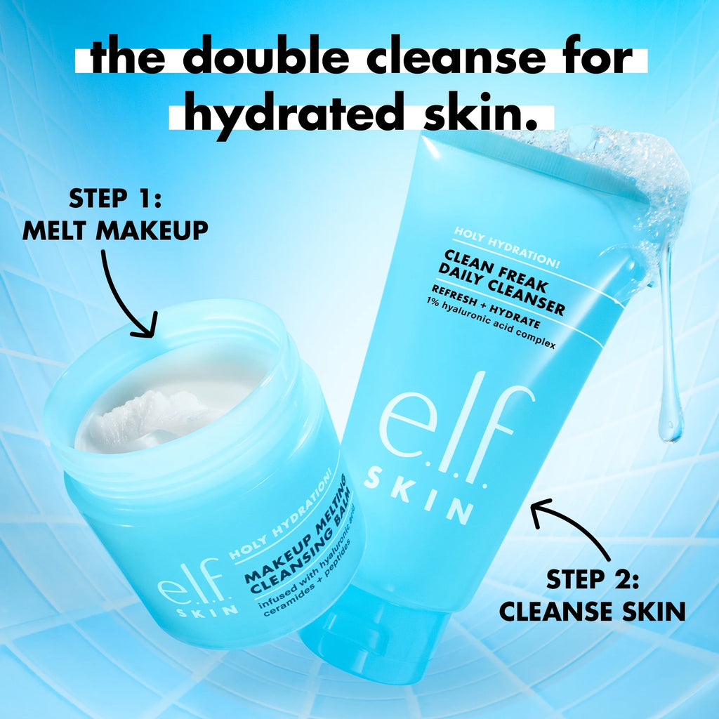 E.L.F. SKIN Holy Hydration! Clean Freak Daily Cleanser, Gentle Hydrating Gel Face Cleanser, 1% Hyaluronic Acid Complex, 5.5 Fl Oz