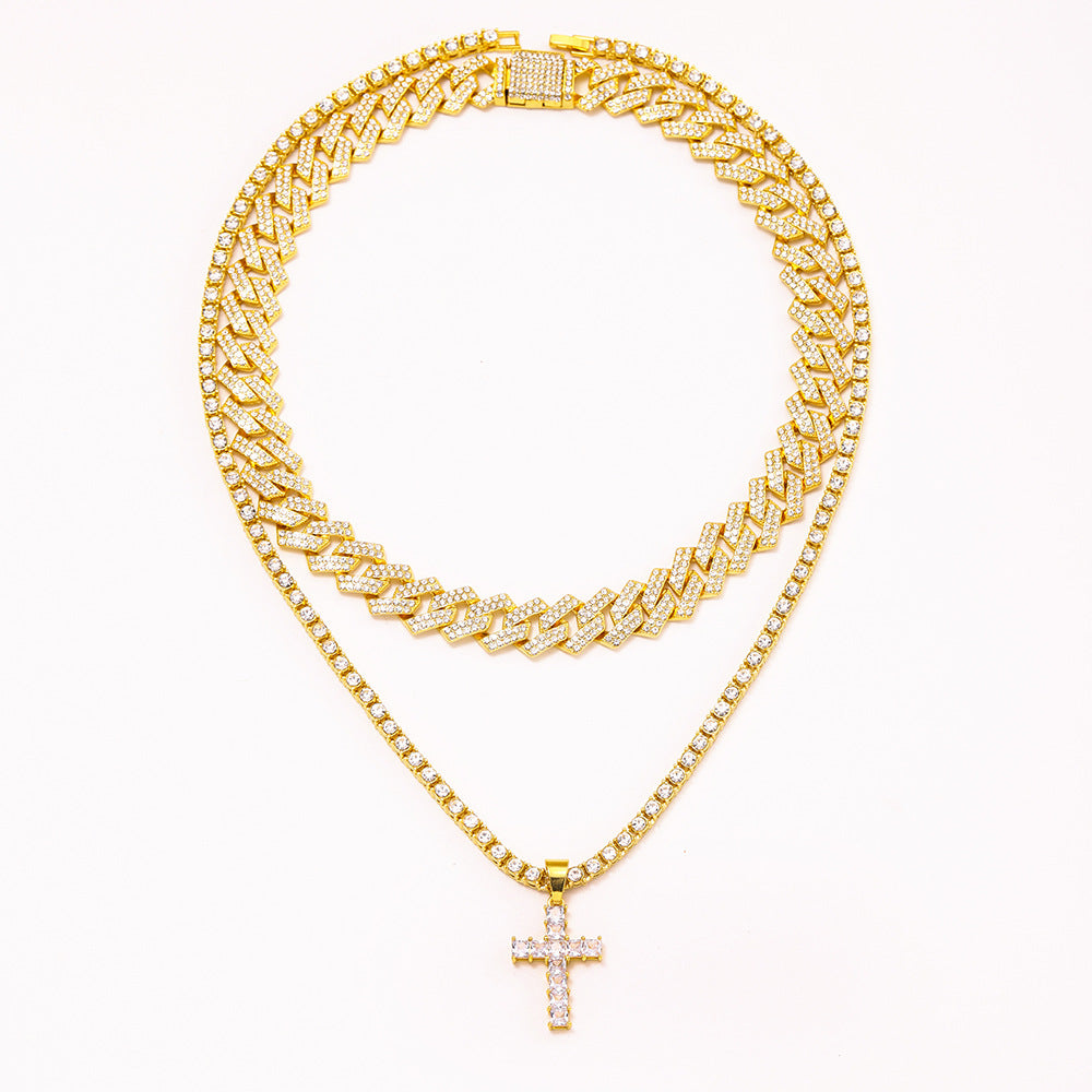 Zircon Cross Pendant Necklace