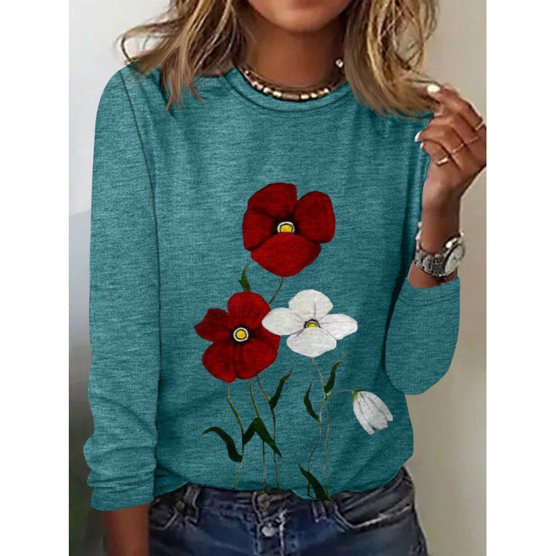 Women's Flowered Long-Sleeve Top