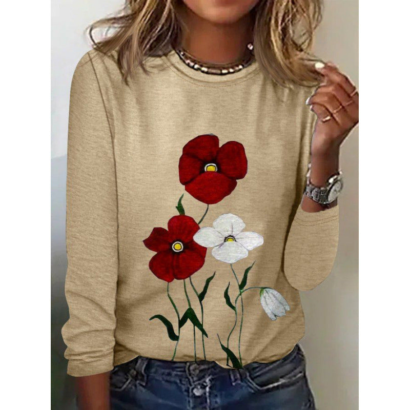 Women's Flowered Long-Sleeve Top