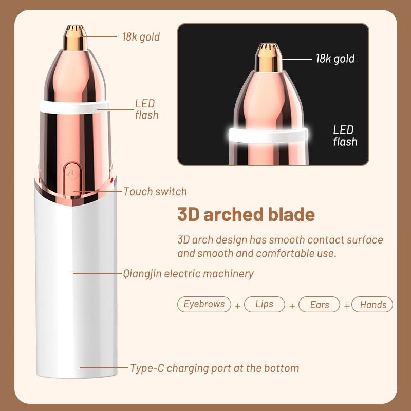 2 in 1 Facial & Eyebrow Hair Trimmer,Electric Eyebrow Trimmer, Lip Facial Body Hair Removal Tool, Facial Hair Care Tool, Electric Shaver Women, Eyebrow, Epilator Hair Remover