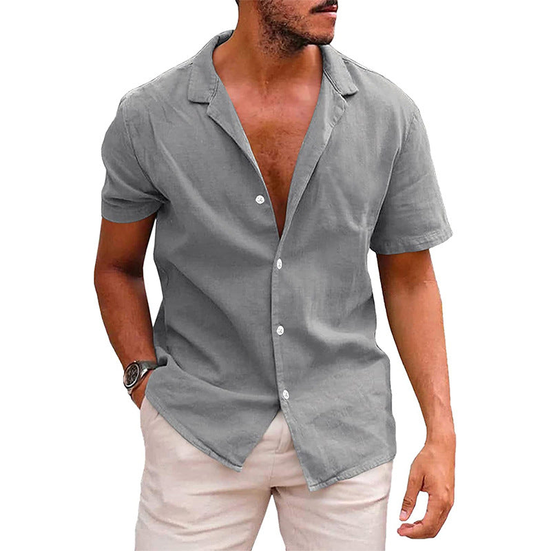 Men's Casual Button Down Short Sleeve Beach Shirt
