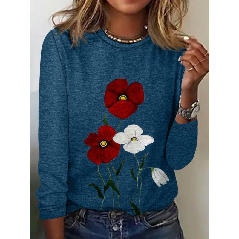 Women's Flowered Long-Sleeve Top