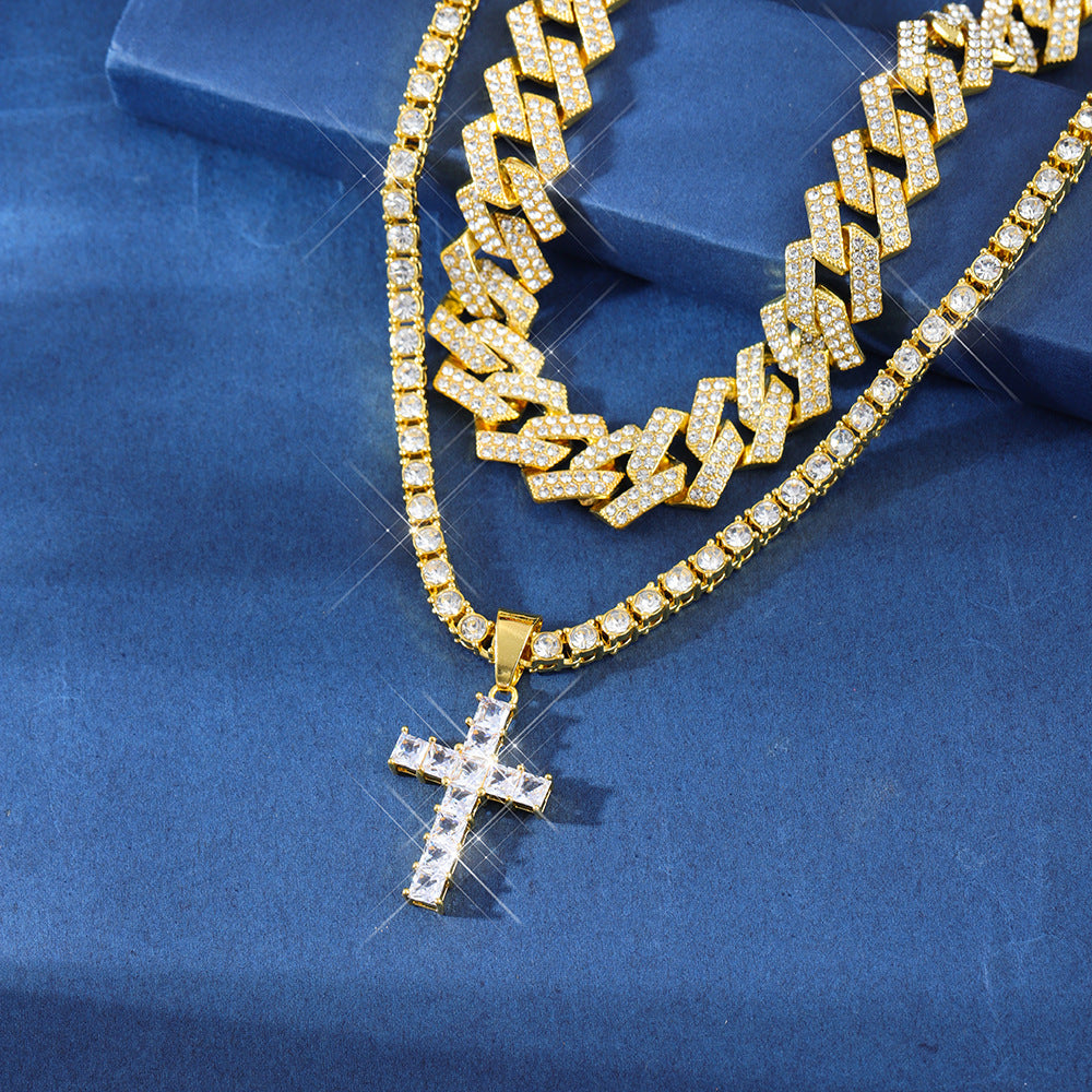 Zircon Cross Pendant Necklace