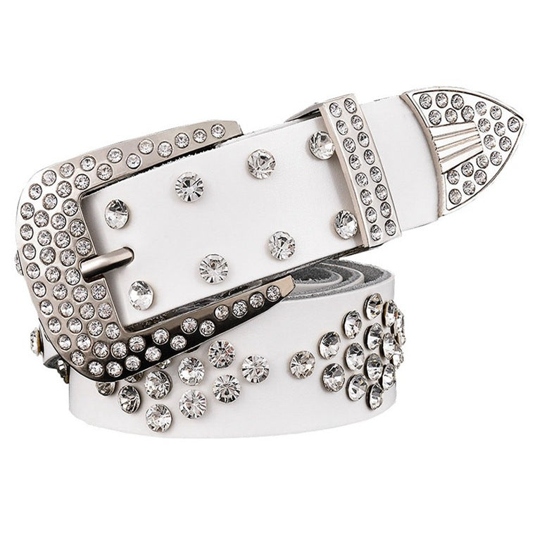Women's Leather Rhinestones Belt