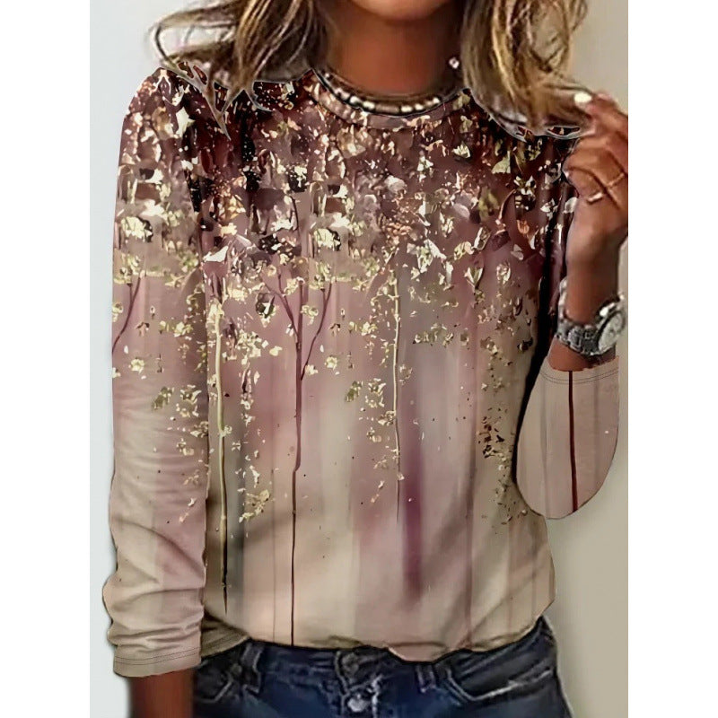 Women's Flowered Long-Sleeve Top